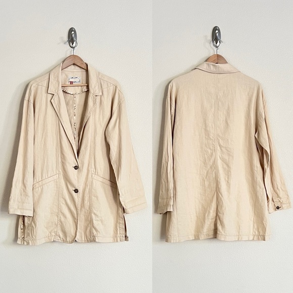 PILCRO Oversized Linen Blazer in Beige - Picture 6 of 11